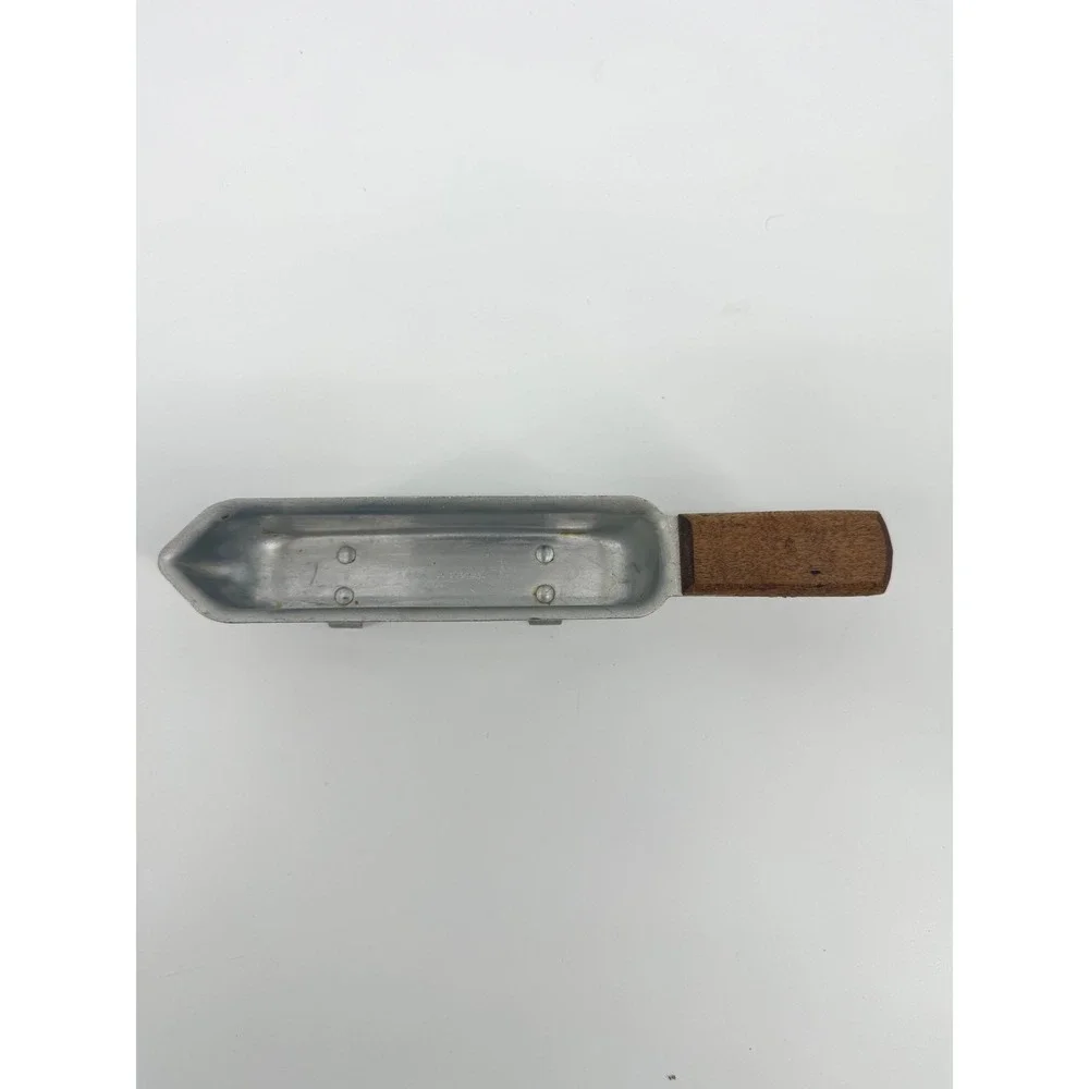 Vintage Aluminum Corn Butterer Melting Pan Wood Handle Silver Mid-Century MCM